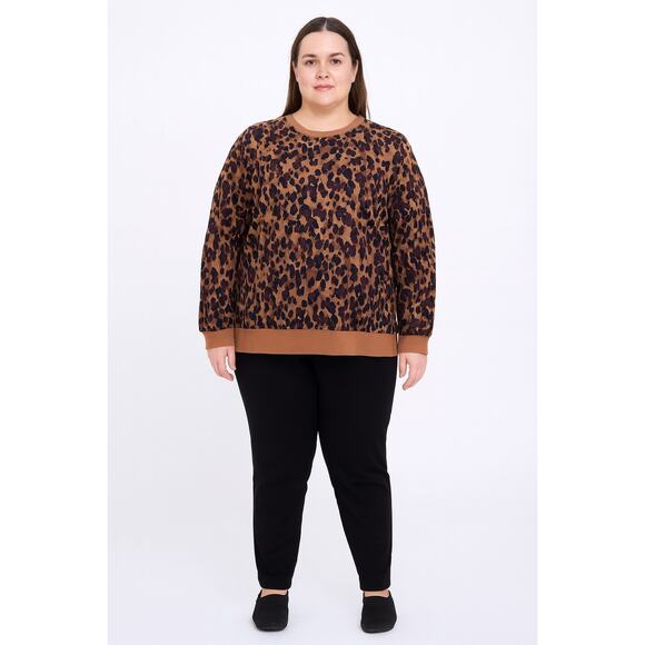 Stars Above Women's Animal Print Sweatshirt Size XXL Brown/Black Leopard - Picture 1 of 6